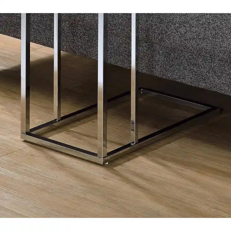 Accent Table - White Tempered Glass Top, Chrome Base, Slides Under Sofa, Multi-Functional - Image 5