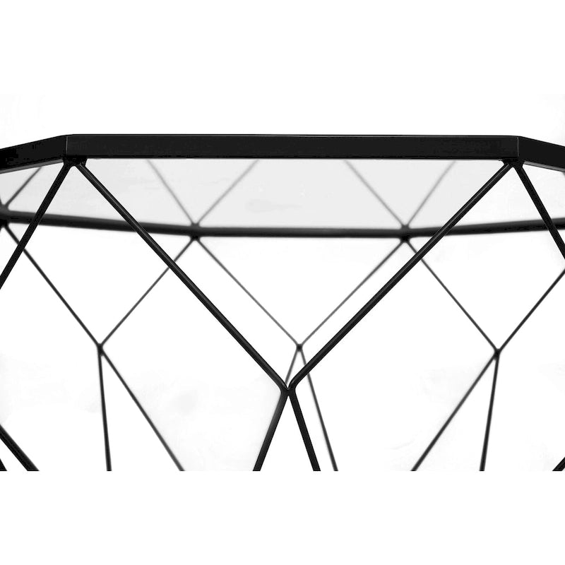Modern Octagon Coffee Table - 21.5 Tempered Glass Top, Gold Geometric Metal Base, Multi-Use - Image 34