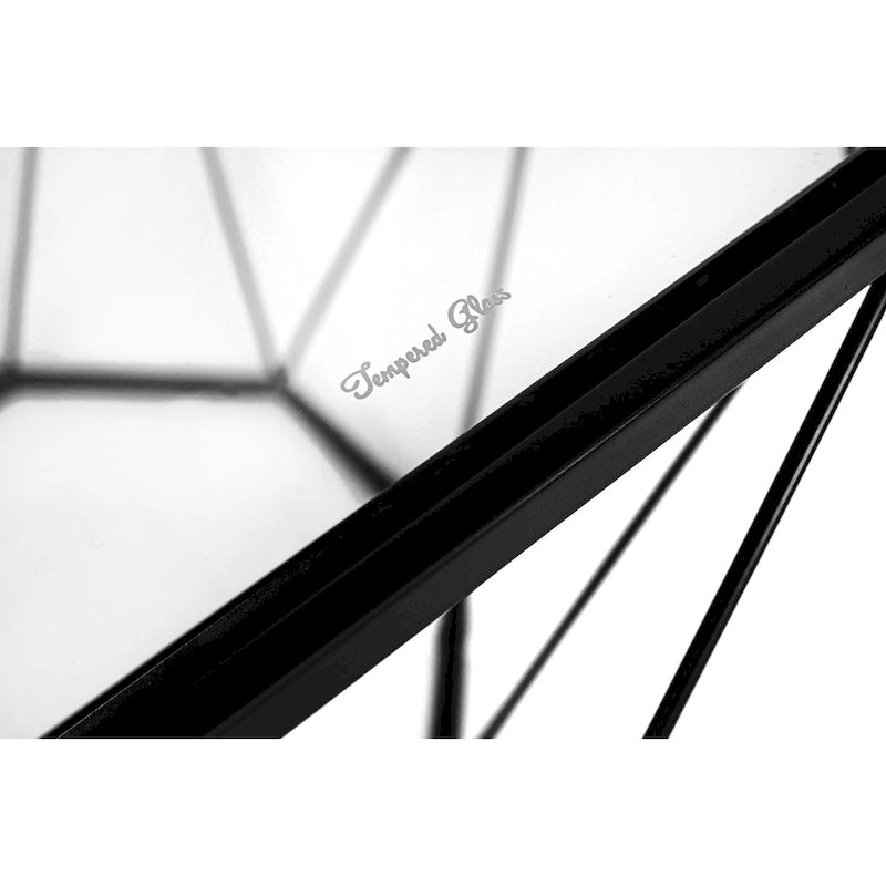 Modern Octagon Coffee Table - 21.5 Tempered Glass Top, Gold Geometric Metal Base, Multi-Use - Image 35