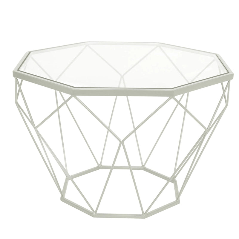 Modern Octagon Coffee Table - 21.5 Tempered Glass Top, Gold Geometric Metal Base, Multi-Use - Image 9