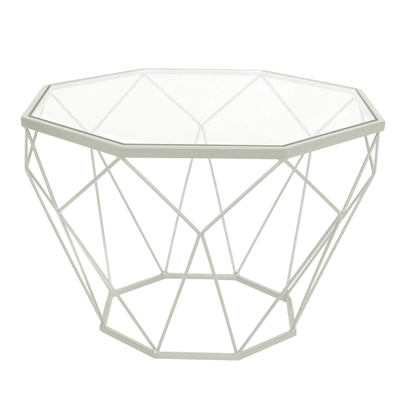 Modern Octagon Coffee Table - 21.5 Tempered Glass Top, Gold Geometric Metal Base, Multi-Use - Image 10