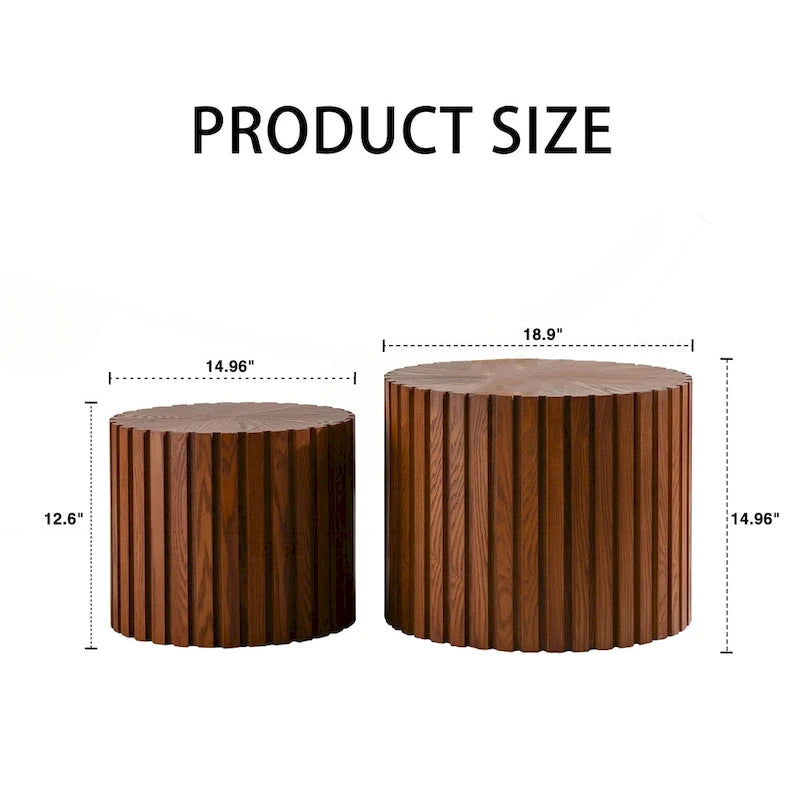 Round Wood Coffee Table - Hand-Carved Relief Design, Non-Slip Foot Pads, Fully Assembled - Image 9