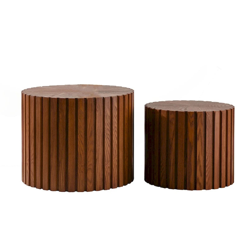Round Wood Coffee Table - Hand-Carved Relief Design, Non-Slip Foot Pads, Fully Assembled - Image 10