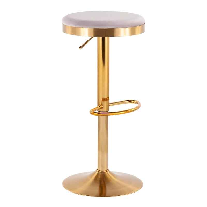 Gold Steel Barstool with Upholstered Seat - Set of 2 - Adjustable Height 23-31.75H - Image 16