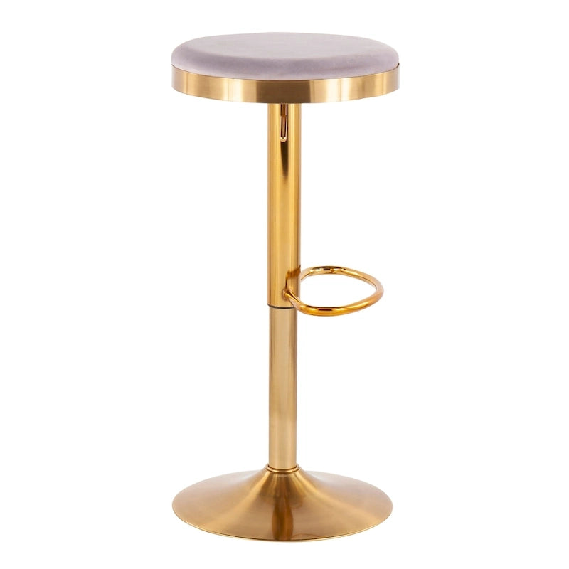 Gold Steel Barstool with Upholstered Seat - Set of 2 - Adjustable Height 23-31.75H - Image 18