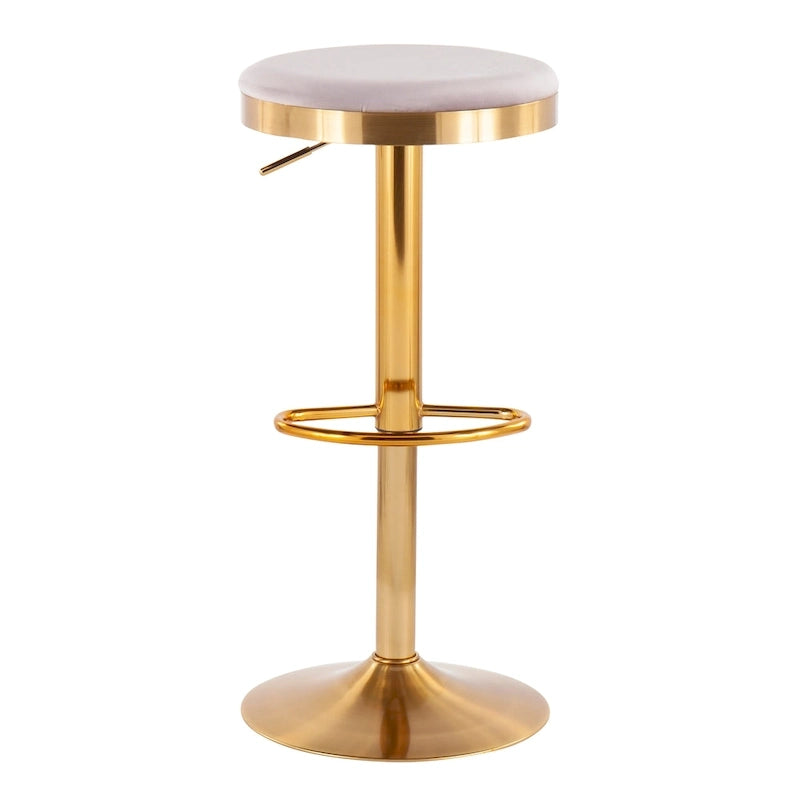 Gold Steel Barstool with Upholstered Seat - Set of 2 - Adjustable Height 23-31.75H - Image 20