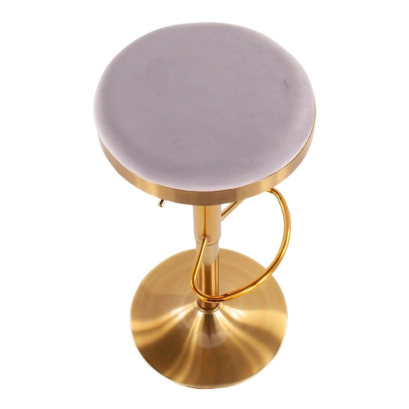 Gold Steel Barstool with Upholstered Seat - Set of 2 - Adjustable Height 23-31.75H - Image 21