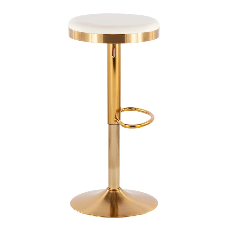 Gold Steel Barstool with Upholstered Seat - Set of 2 - Adjustable Height 23-31.75H - Image 25