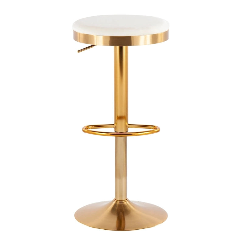 Gold Steel Barstool with Upholstered Seat - Set of 2 - Adjustable Height 23-31.75H - Image 27