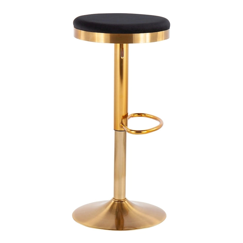 Gold Steel Barstool with Upholstered Seat - Set of 2 - Adjustable Height 23-31.75H - Image 31